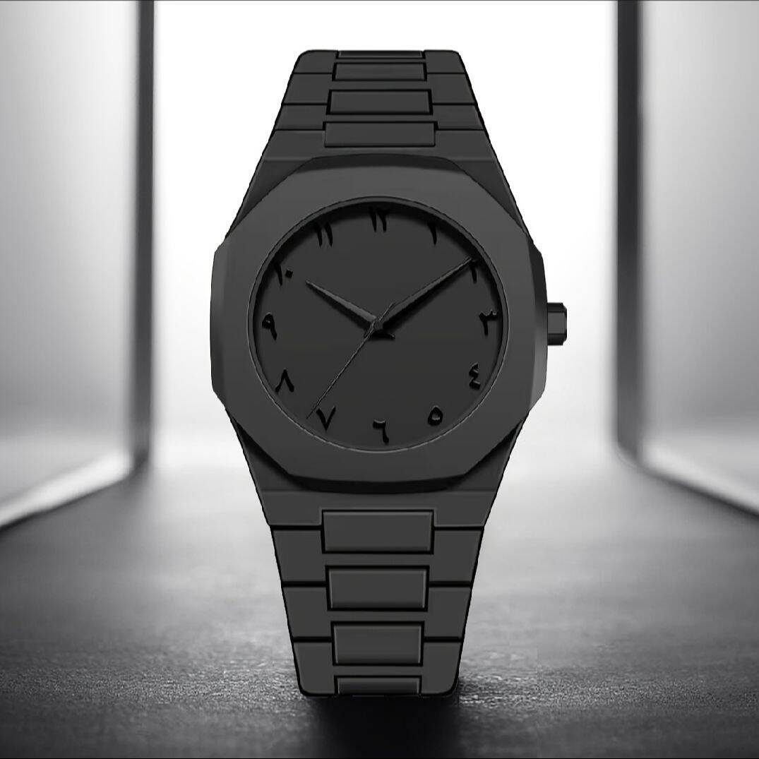 Arabic Watch Waterproof Men's Quartz Watch Black PC Plastic watch for men - Aura Arabic Watch - Black