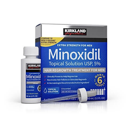 Kirkland Signature Minoxidil 5% (1 month supply) Topical Solution Extra Strength Hair Regrowth Treatment for Men Hair & Beard - MNXMS